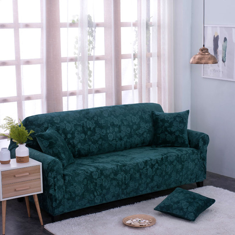 House of Hampton® Vintage Embossed Flower Velvet Plush Sofa Cover